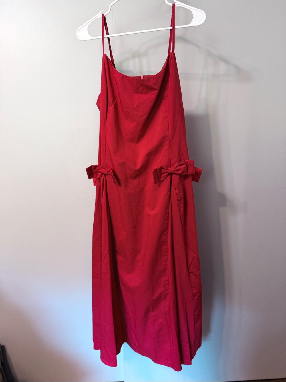 Sister Jane Red Bow-Detail Midi Slip Dress